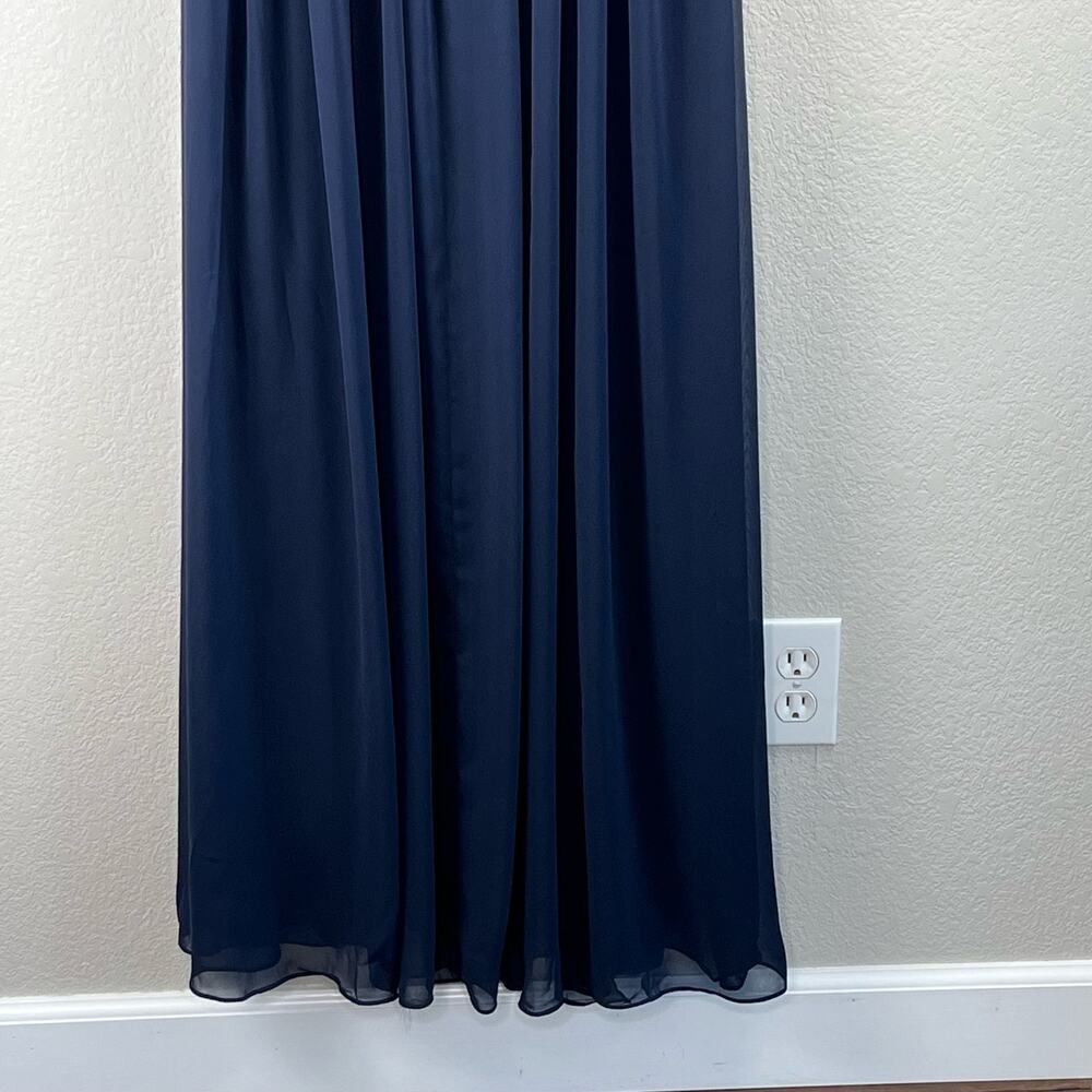 Dessy Collection Midnight Blue Sleeveless Drape Chiffon Evening Maxi Dress 8 NWT - Picture 10 of 13